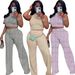 Women's Summer Two Piece Suit Sleeveless Printed Wide Leg Trousers Style Fashion For Women_ecoleips.com