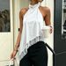 Satin Halter Neck Sleeveless Top for Women Lace Trim Irregular Hem Trendy Streetwear Style for Spring/Summer_ecoleips.com