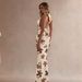 Fashionable Halter Neck Sleeveless Maxi Dress Backless Tie Waist Printed Fishtail Silhouette Women's Dress_ecoleips.com
