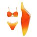 Women's Clothing Three Piece Metallic Bikini Set European American Style Sexy Solid Color Cross Two Piece Swimsuit_ecoleips.com