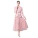 "French-Inspired Elegant Two-Piece Set - Structured Blazer & Slimming Mesh Skirt (Pinkish/Khaki/Black, Sizes M-4XL)"_ecoleips.com