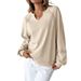 2025 New European And American Solid Color Half-Open Collar Lace Trim Loose Fashionable Long-Sleeve_ecoleips.com