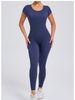 Tight Fitting Quick Drying Yoga Jumpsuit One-piece Yoga Suit Short Sleeved Backless Hip Lifting Exercise Fitness Suit_ecoleips.com