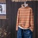 Striped High-Neck Women's T-Shirt For Autumn/Winter Stylish, Fitted Design That Flatters The Figure; Features A Puffed_ecoleips.com
