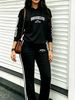 Women's Spring Autumn Loose Fitting Hooded Sweatshirt And Drawstring Pants Casual Simple Two-Piece Set Letter Print 2043_ecoleips.com