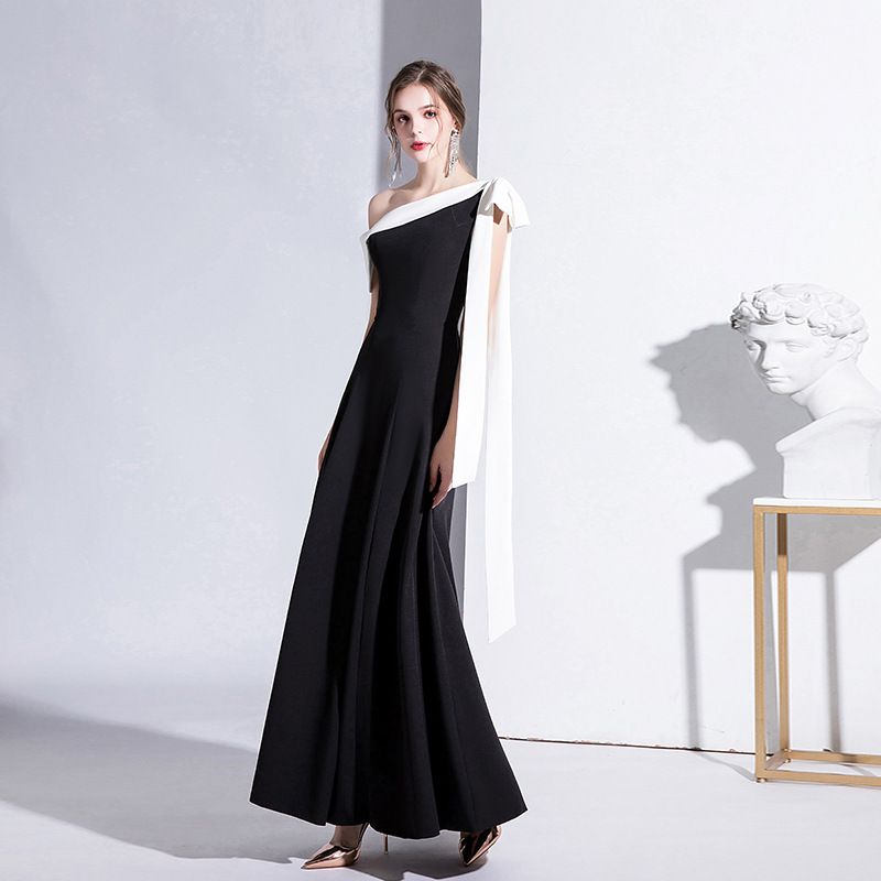 Women's Clothing Autumn New One Shoulder Celebrity Temperament Banquet Dress Slim Long Daily Dress_ecoleips.com