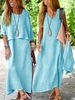 Women's Casual Loose Long Dress Set Round Neck Pullover Two Piece Outfit Style Clothing_ecoleips.com