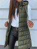 K Solid Color Hooded Zipper Vest Coat For Women; Medium-long Length; Plus Size_ecoleips.com