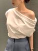 Korean Elegant Summer Off Shoulder Top Women One Shoulder Loose Casual Short Sleeve T Shirt Fashion Basic Blouse Lady Spring Sum_ecoleips.com