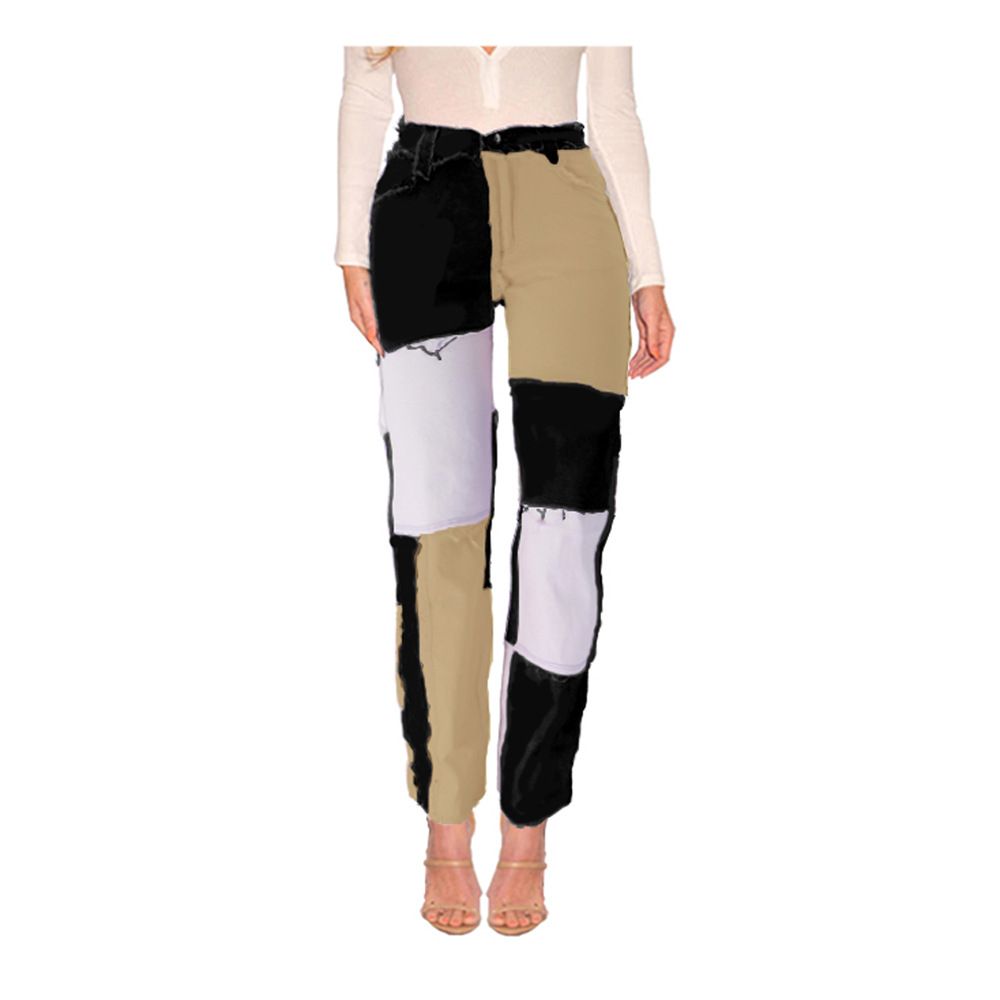 Women's Clothing Beggar Patchwork Fashion Denim High Elastic Women's Jeans_ecoleips.com