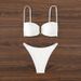 Solid Color U-neck Tube Top Gathered Beach Bikini Swimsuit Triangle Split Hot Spring Swimsuit_ecoleips.com