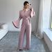 Women's Elegant Temperament Solid Color Jumpsuit Long Sleeved Flared Sleeve Wide Leg Spring Autumn American Style_ecoleips.com
