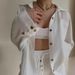 Women's Clothing Wrinkled Lapel Long Sleeved Shirt High Waisted Drawstring Shorts Fashionable Casual Two Piece Set_ecoleips.com