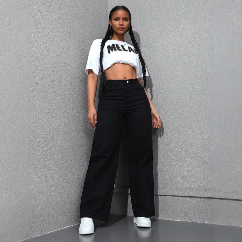 Women's Wide Leg Jeans Loose Slimming Denim American Style Floor Length Washed Effect for Spring Autumn Collection_ecoleips.com