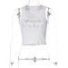 Women's Sexy U-Neck Sleeveless Short Vest Rhinestone Letter Print Casual Fashion Top Style Spring Summer_ecoleips.com