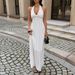 Y2K Halter Neck Deep V Neckline Bodycon Mini Dress, Sexy Casual Vacation Summer Dress For Women_ecoleips.com