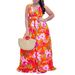 Women's Clothing Fashion Temperament V-neck Strap Printed Beach Sexy Dress_ecoleips.com