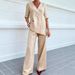 Women's Elegant Casual Two Piece Set European And American Style Solid Color Cotton And Linen Blend Cross Border Fashion_ecoleips.com