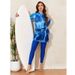 Women's Clothing Tie Dye Long Sleeve Trousers Sun Protection Three Piece Swimsuit Casual Sports Muslim Swimsuit Women_ecoleips.com