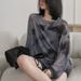 Women's Korean Style Loose Fit Tie Dye Mesh Top Semi Sheer Long Sleeve T-Shirt Stylish Sun Protection Base Layer Thin_ecoleips.com