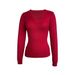 Voya Women's Autumn And Winter American Retro V-neck Slim Fried Dough Twists Needle Stripe Long Sleeve Androgynous Women's Simple Sweater_ecoleips.com