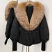 Women's Slim Fit Down Jacket With Detachable Fox Fur Collar, Warm Winter Coat For Petite, Mid-Length Puffer Coat With Belt_ecoleips.com