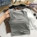 Sleeveless Square-neck Camisole With Exposed Collarbone And Built-in Chest Pads, Korean Style Versatile Solid Color Tube_ecoleips.com
