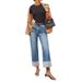 Stretch Straight Leg Jeans For Women - High Waist Vintage Roll-Up Denim Pants With Comfortable Fit Women's Clothing_ecoleips.com