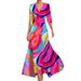 2026 New Spring Women's Clothing, Cross-Border European And American Dresses, Elegant Waist-Cinching Long Printed Dress_ecoleips.com