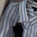 Women's French Style Sun Protective Shirt Blue White Striped Ramie Loose Fit Elegant High Count Linen Top_ecoleips.com