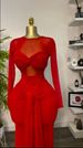 K Women's New Solid Color Long Sleeved Round Neck Chest Hugging Tight Temperament Long Dress_ecoleips.com
