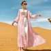 Ba7044 Desert Rose Embroidered Two-Piece Dress Long Robe Set For Women_ecoleips.com