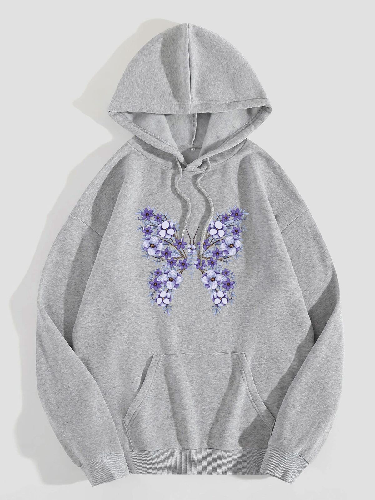 Women's Hoodie Long Sleeve Hoodies & Sweatshirts Printing Pocket Casual Flower Butterfly_ecoleips.com