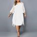 European And American Lace Patchwork Three-Quarter Sleeve Irregular Hem Chiffon Dress In Stock_ecoleips.com