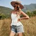 Voya Women's V-neck Camisole Top In Pure White, Simple And Versatile T-shirt For Women's Summer Casual Wear_ecoleips.com