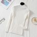 Korean-Style Semi-Turtle Neck Slim Fit Knit Top – Women’s Long Sleeve Stretchable Pullover In Rayon Blend (12 Colors)_ecoleips.com