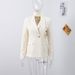 Elegant V-Neck Belted Blazer With Double Pockets, Spring Office Wear For Women, Wrinkle-Resistant Polyester Jacket (White/Gray/Black)_ecoleips.com