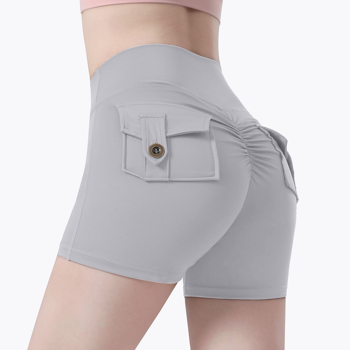 K Female Workwear With No Awkward Lines, Yoga Shorts, High Waisted High Stretch Pants, Three Quarter Pants, Breathable Outer Pocket_ecoleips.com