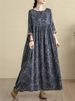 Cotton Long Sleeve Print Floral Vintage Dresses For Women New All Season Casual Loose Long Dress Femme Vestidos Elegant Clothing_ecoleips.com