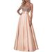 Women's Clothing New Fashion Evening Dress Sequin Rose Gold Slim Ball Gown V Neck Backless Bridesmaid Dress Summer_ecoleips.com