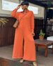 Summer New Jumpsuit Plus Size Casual Loose Round Neck Long Sleeve Wide Leg For Women_ecoleips.com