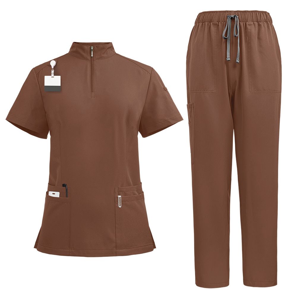 Men And Women Stand Collar Zipper Hand Washing Clothes Nurse Clothes Work Clothes Suit Doctor Nurse Beauty Salon SPA Work Clothes_ecoleips.com