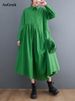 Patchwork Floral Green Shirt Dresses For Women Spring Autumn New Long Sleeve Loose Casual Vintage Dress Fashion Elegant Clothing_ecoleips.com