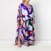 Summer New Women's Printed V Neck Robe Casual Fashion Long Skirt Dress Loose Holiday Style 2024_ecoleips.com