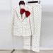 Women's Clothing Star New Bow Decoration Polka Dot Suit Jacket Trousers Suit Two Piece Suit_ecoleips.com