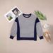 Women's Color Matching round Neck Sweatshirt Striped Contrast Long Sleeve T-Shirt European American Style Printed Top_ecoleips.com