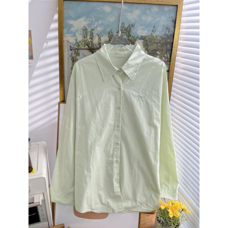 Autumn Green Design With A Bow Detail, A Stylish Long-Sleeved Shirt For Women, A Fashionable Jacket, And Autumn Clothing_ecoleips.com