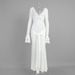Women's Clothing Satin Fishtail Maxi Dress V Neck Bell Sleeve Lace Trimmed Style Spring Summer For Formal & Casual_ecoleips.com