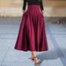 Women's Clothing Fashion Elegant Solid Color A Line Version Slim High Waist Long Skirt_ecoleips.com
