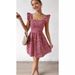 Women's Spring/Summer Square Collar, Lotus-Shoulder, Butterfly-Button, Loose-Fitting Dress_ecoleips.com